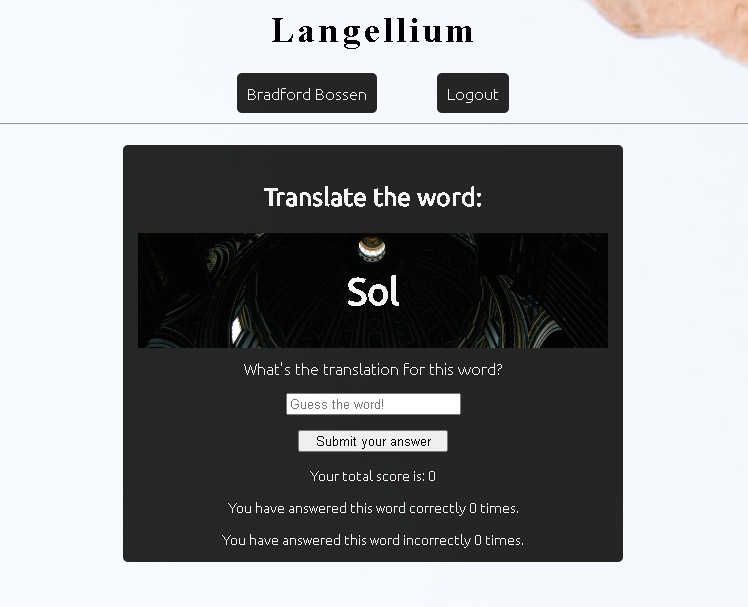 Screenshot of Langellium app